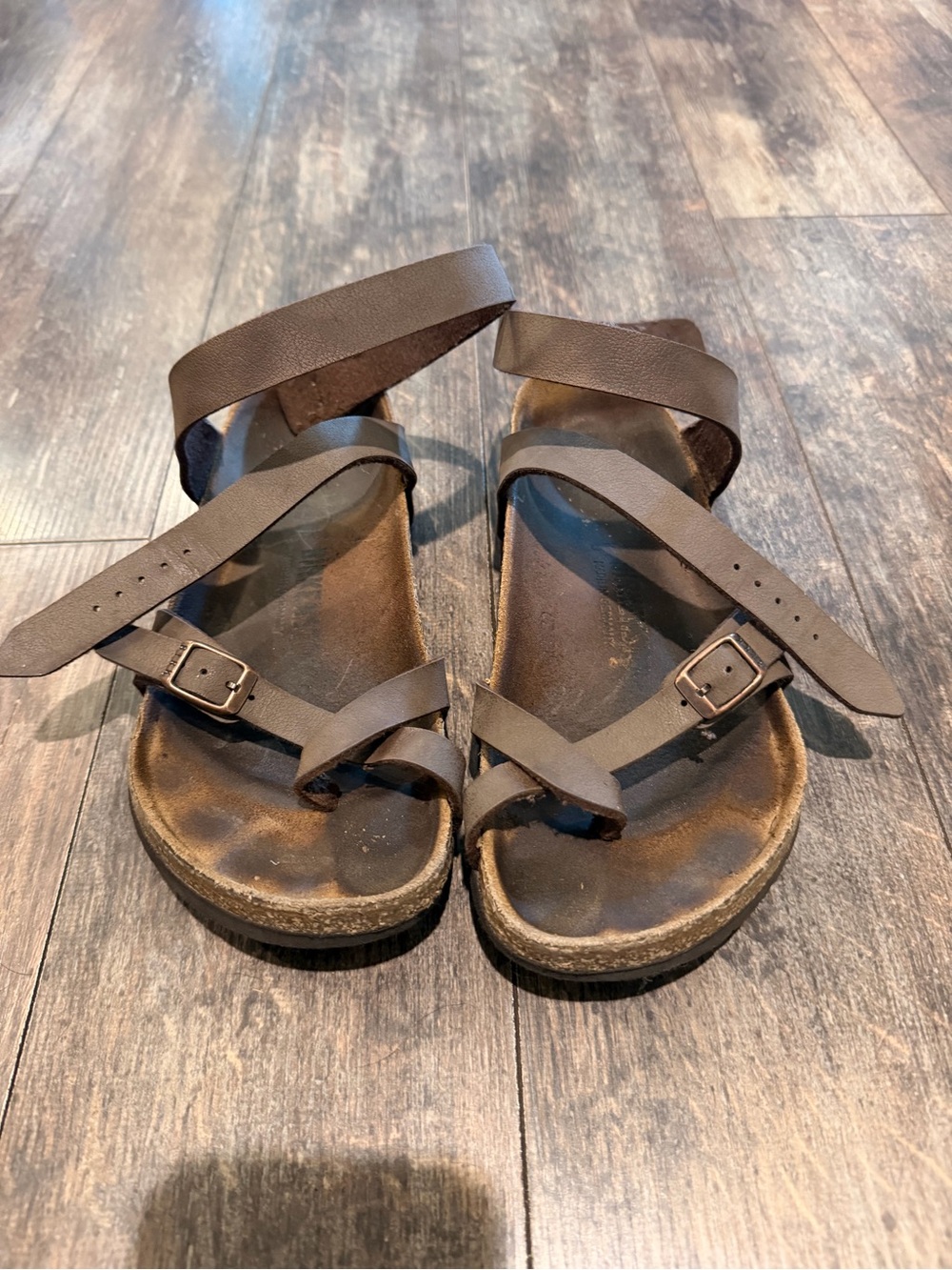 Birkenstock Dark Brown Strappy Leather Sandals